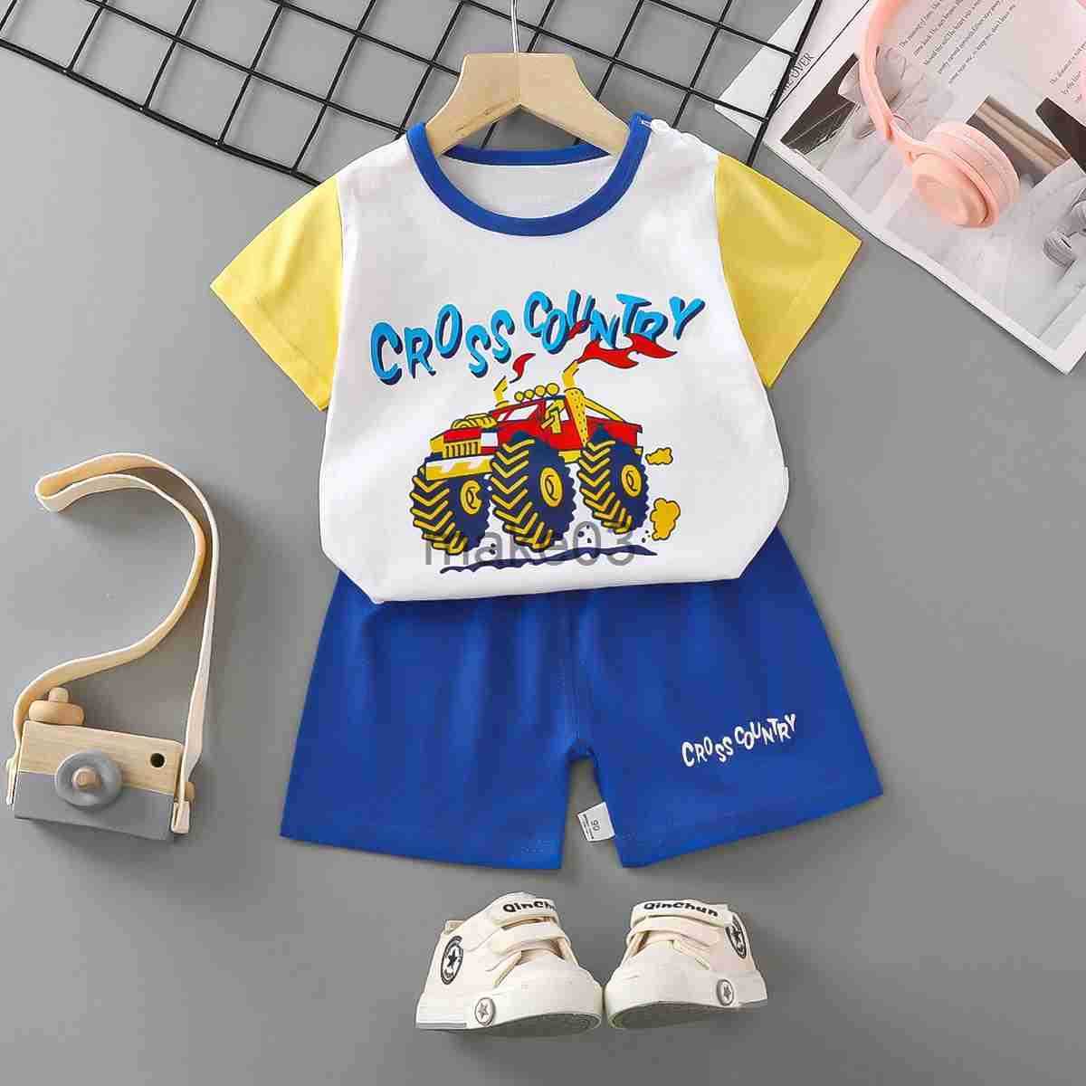 Childrens mothers childrens boys and girls T-shirts 2PCS summer cotton short sleeves baby clothing toddler set J250403