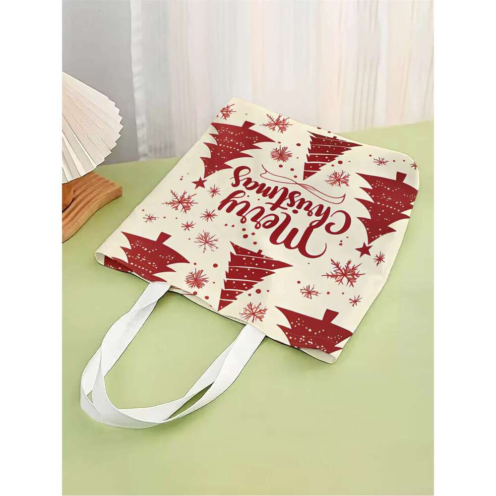graffiti reusable 1pc,Christmas fashionable multifunctional handbag, printed canvas shopping bag handbag,