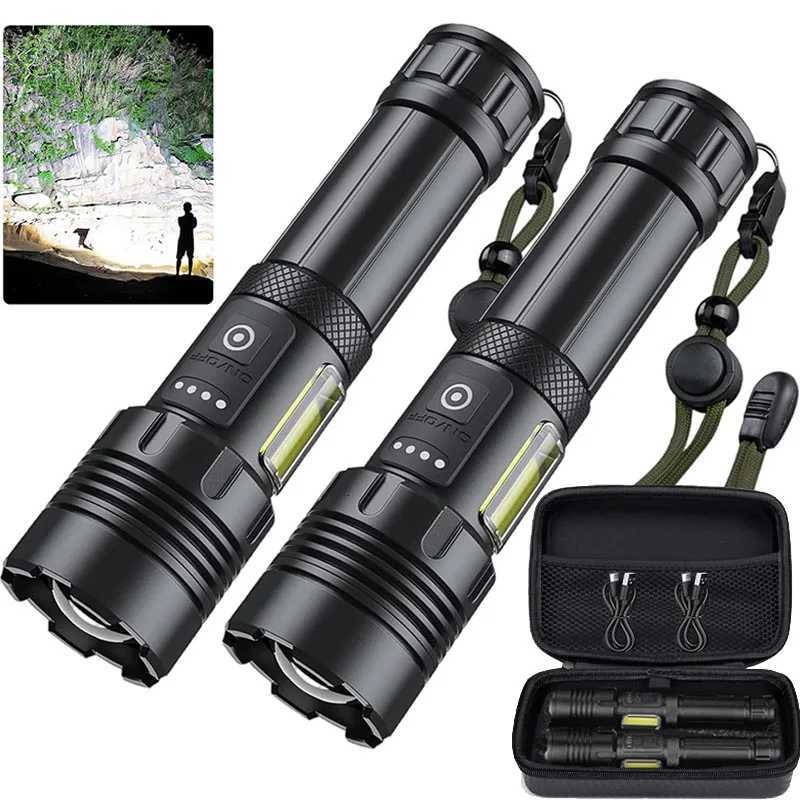 Super Bright Rechargeable Flashlight Adjustable Powerful Flash Light with 7 Modes COB Light Waterproof Handheld FlashlightW251106