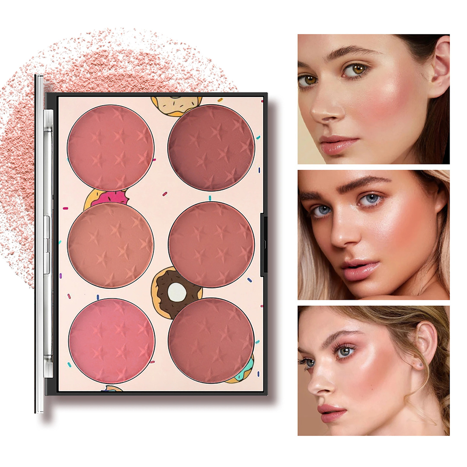 Six color powder blusher durable natural tanning matte pearlescent skin friendly coarse palette 250325
