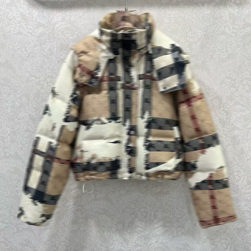 2025 Autumn/Winter New Women's Retro Hooded Down Jacket Fully Printed Short Style Elegant Warm High Quality Coat Asian Size S-L