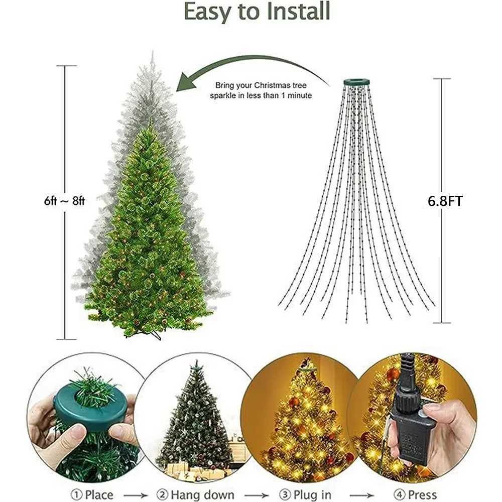 7FT 400LEDs Smart Christmas Tree Lights Fairy LED Lights with Star Topper DIY Color Changing App Remote for Christmas Tree Decor W251107