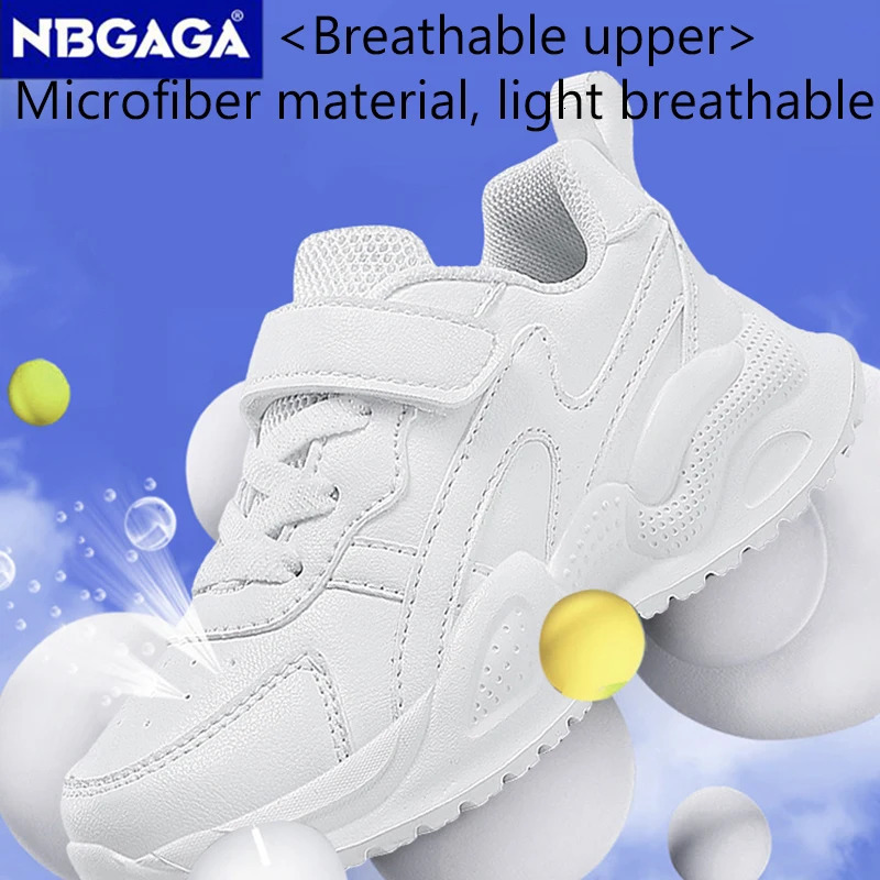 White Childrens Leather Casual Shoes For Boy Girls Outdoor Running Sneakers Breathable Mesh Kids School Walking Sport Non Slip 250402