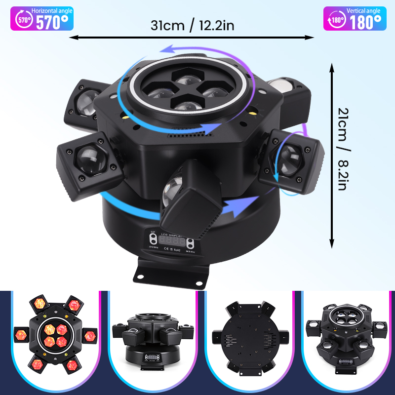 Stock In USA Beehive six-arm swaying stage light strip remote control with adjustable lighting strips