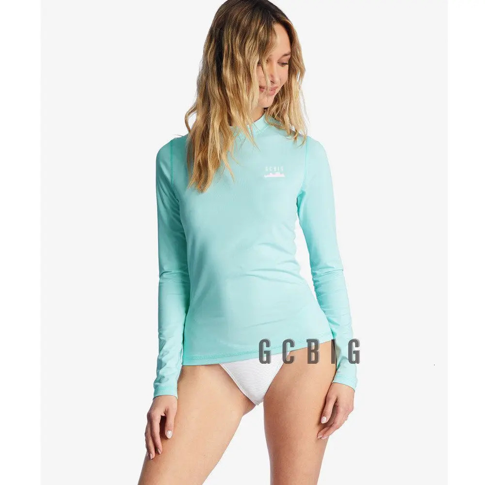 Womens long sleeved surfing Rush protective summer suit Tshirt swimsuit beach top Uv swimming diving 250313