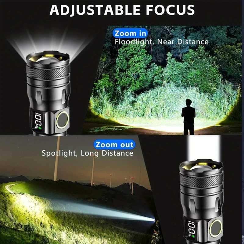 Mini Aluminum Alloy Flashlight USB Rechargeable Strong Torch Light Telescopic Zoom Built-in Battery Outdoor LightingW251106