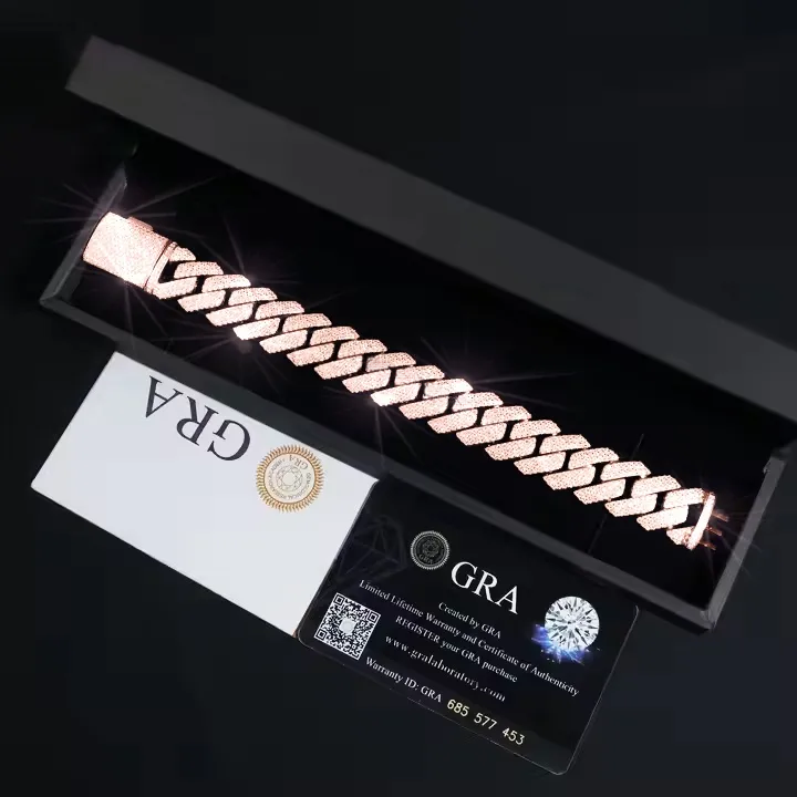 High-Grade Sterg Sier Cuban Chain Necklace for Men Featuring 20MM Thickness & Premium Moissanite Stones