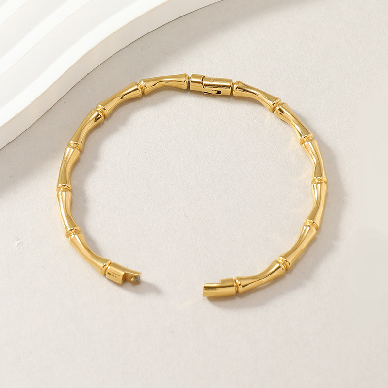 Top Source Stainless Steel Bamboo Style Classic Flat Buckle Bracelet