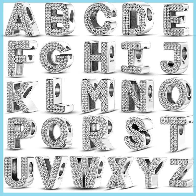 Exquisite Gold 26 Letter A-Z Alphabet Beads 925 Sterling Silver Charm For Women Necklace Bracelet Bangle Accessories DIY JewelryXJ251107