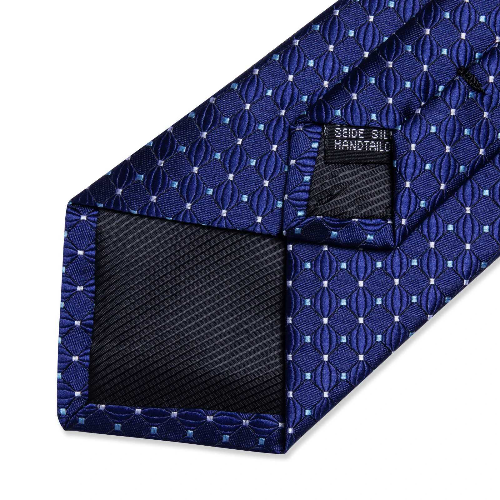 Blue Royal Dot Pliad Mens Tie set with Silver Clip and Ring Business Wedding Party Accessories 8cm Necktie Handkerchief Cufflink X250407