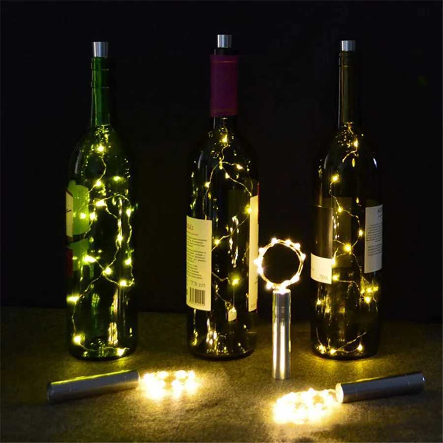 10PCS 20LED Sliver Wine Bottle Cork Light AA Battery Operated Fairy String Light Cork Bottle Light for DIY Christmas Party Decor W251107