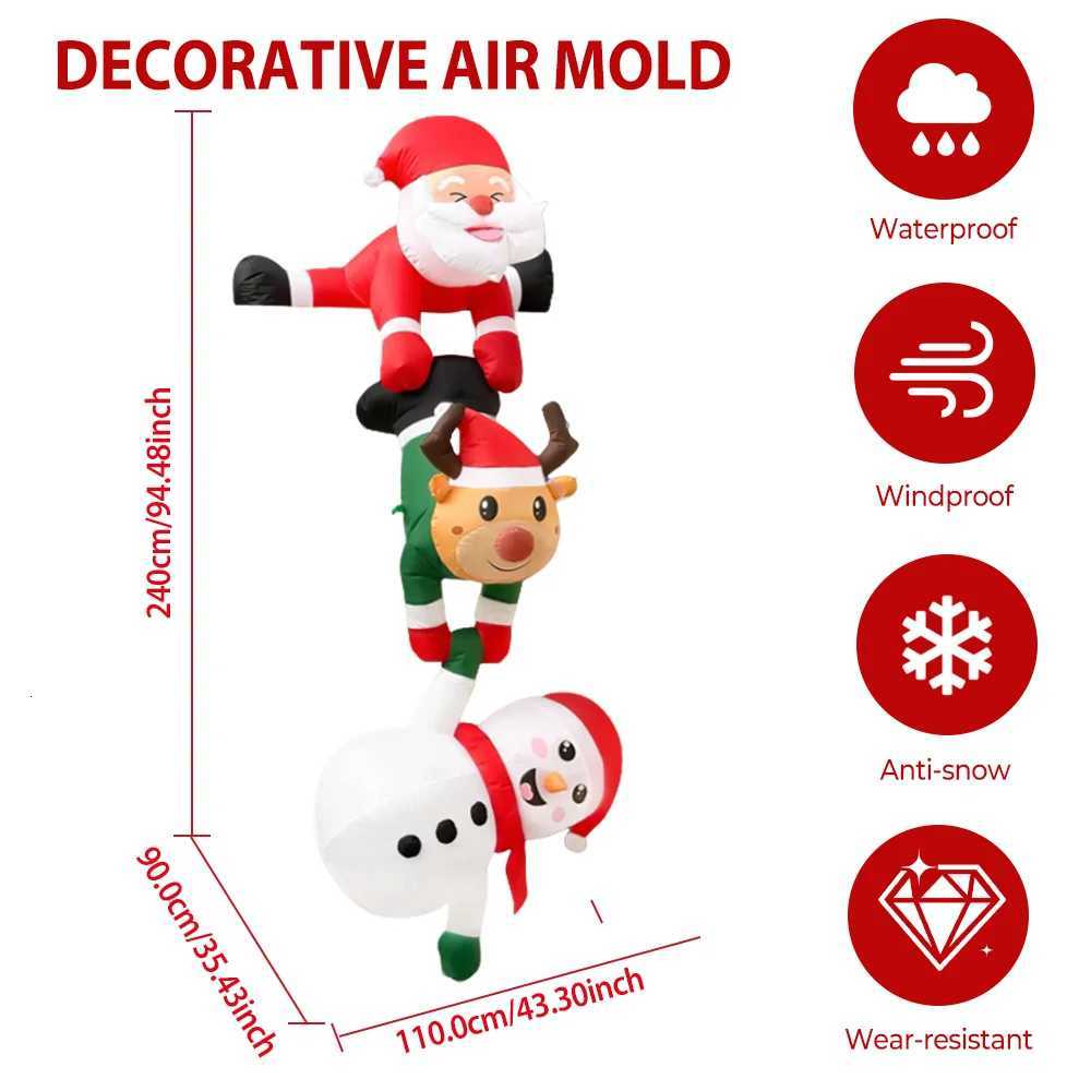 8FT Christmas Inflatables Decor Climbing Santa Claus with Reindeer Snowman/Elves Xmas Decor for Beam Roof Tree Indoor Party W251107