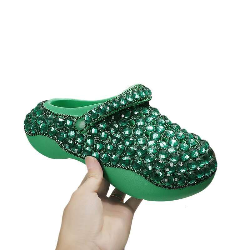 New Summer Fashion Dia-Encrusted Thick-Soled EVA Hole Shoes High-Quality Women's Slippers