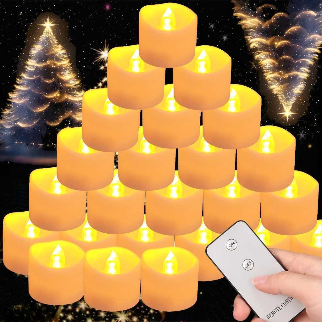 Flameless Flickering LED Tea Lights with Remote Control 200Hour Electronic Candles for Votive Wedding Christmas Halloween Decor W251107