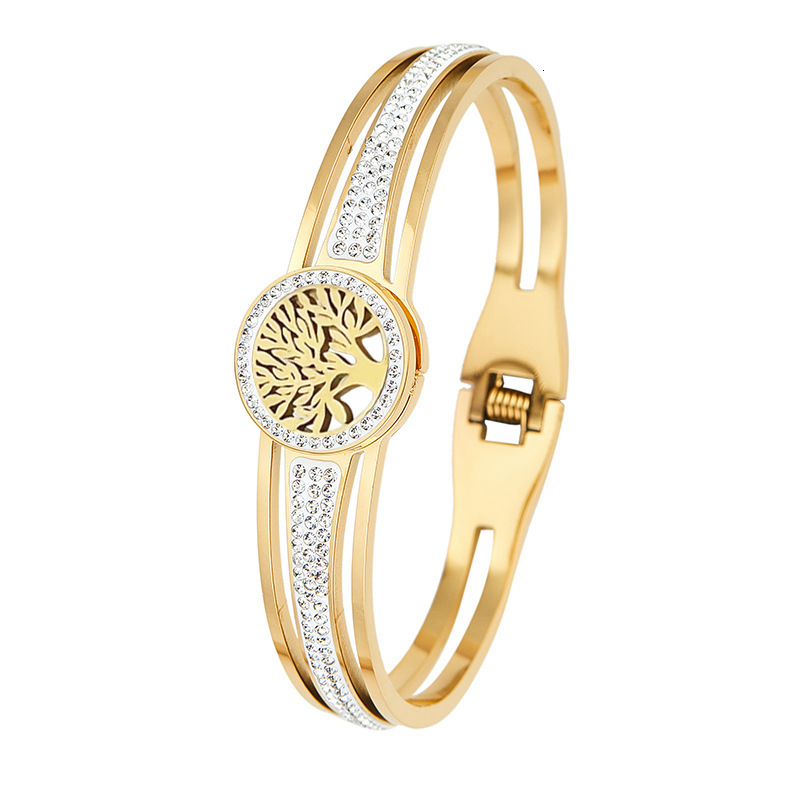 Fashion Trend Life Tree Titanium Steel Vacuum Electroplating Temperament Bracelet Hand Jewelry