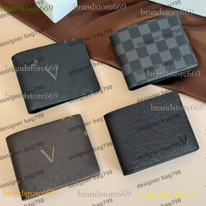 High quality Designers Luxury Genuine Leather Wallets cardholder France Paris plaid style luxurys mens wallet designers women wallet Purse Crossbody Bag 224