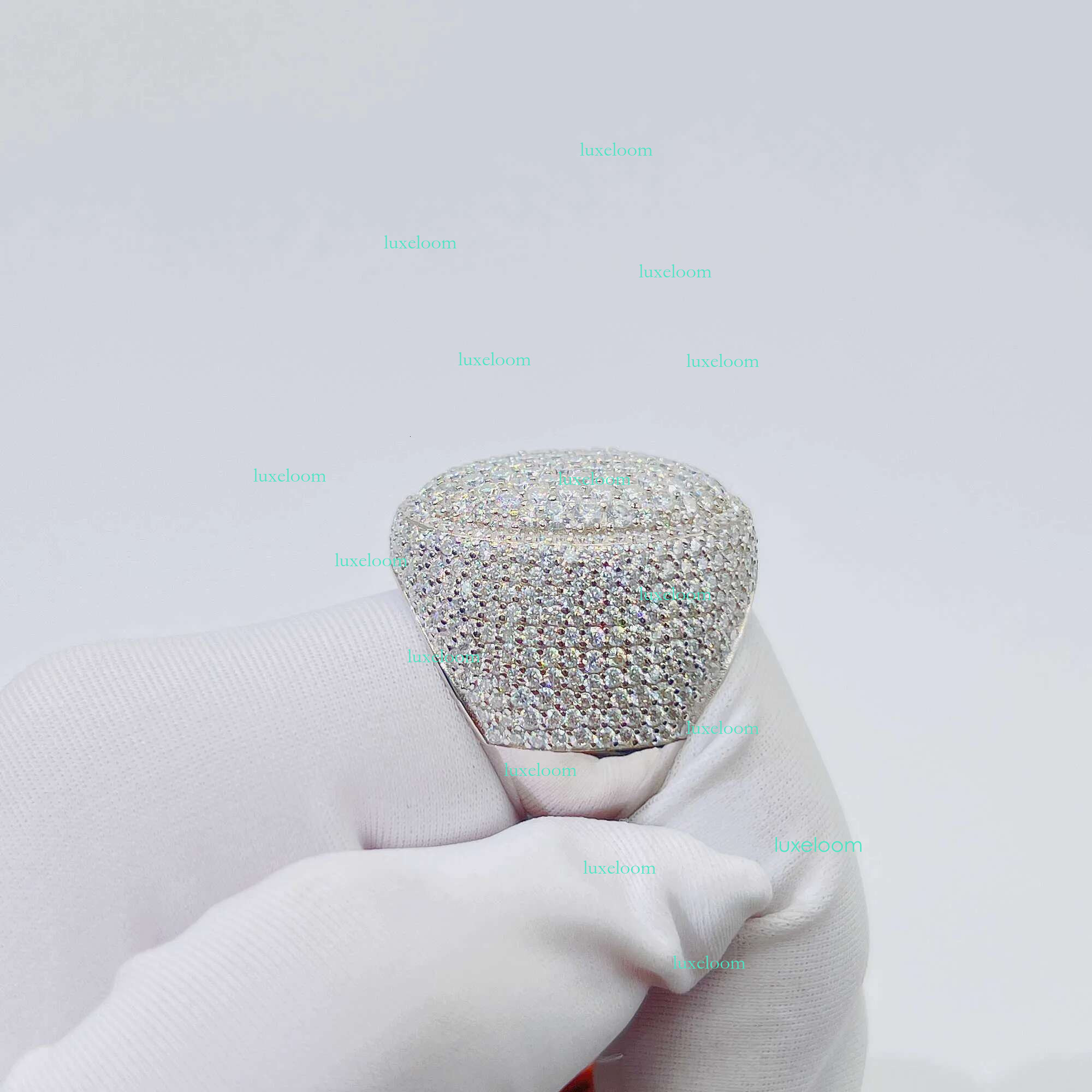 Hip hop jewelry Fashion rapper custom shining sier men crushed ice moissanite ring