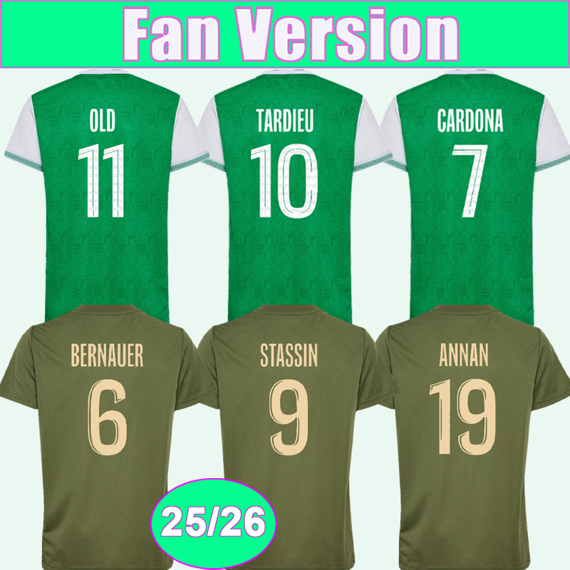 25 26 AS Saint-Etienne Mens Soccer Jerseys SISSOKO WADJI GAUTHIER BOUCHOUARI APPIAH PETROT L. FOMBA TARDIEU MONCONDUIT Home Football Shirts