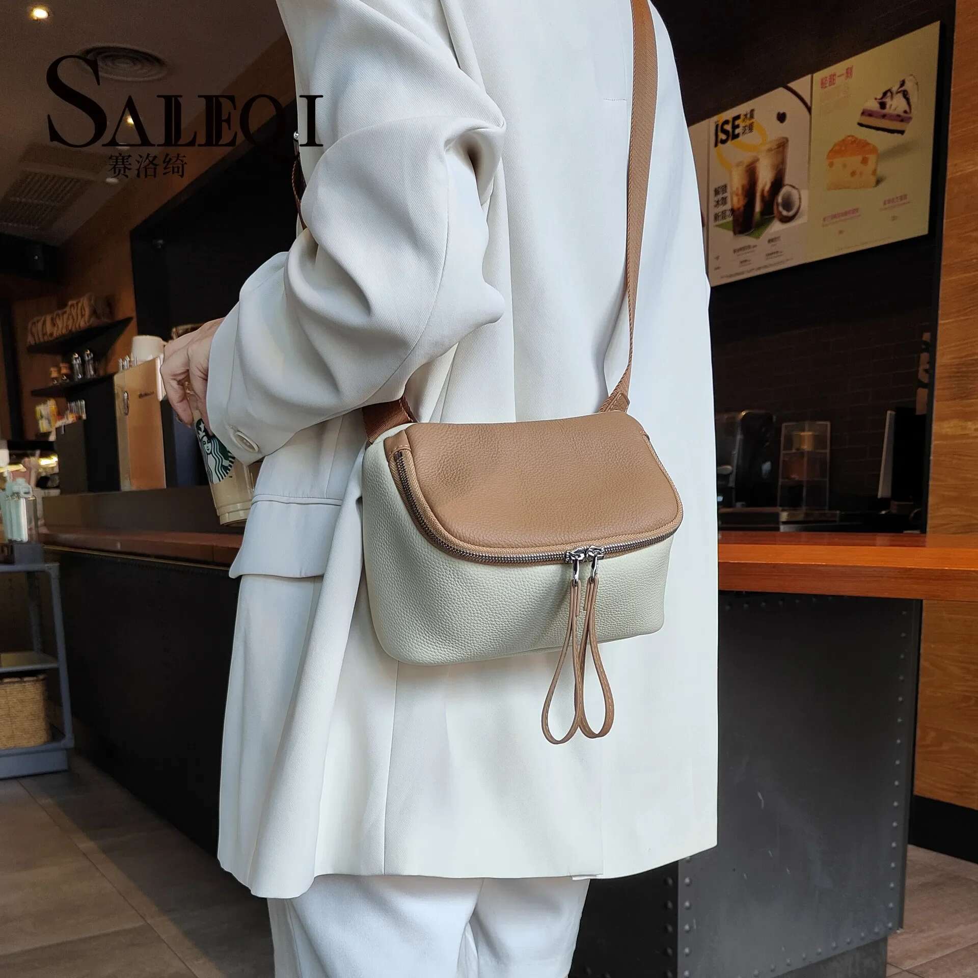 New Chest Soft Leather Waist Versatile Casual One Shoulder Crossbody Bag Trendy High End Feeg Genuine Leather