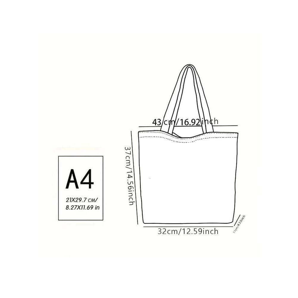 car 1pc,American retro reusable fashionable multifunctional handbag, printed canvas shopping bag handbag,