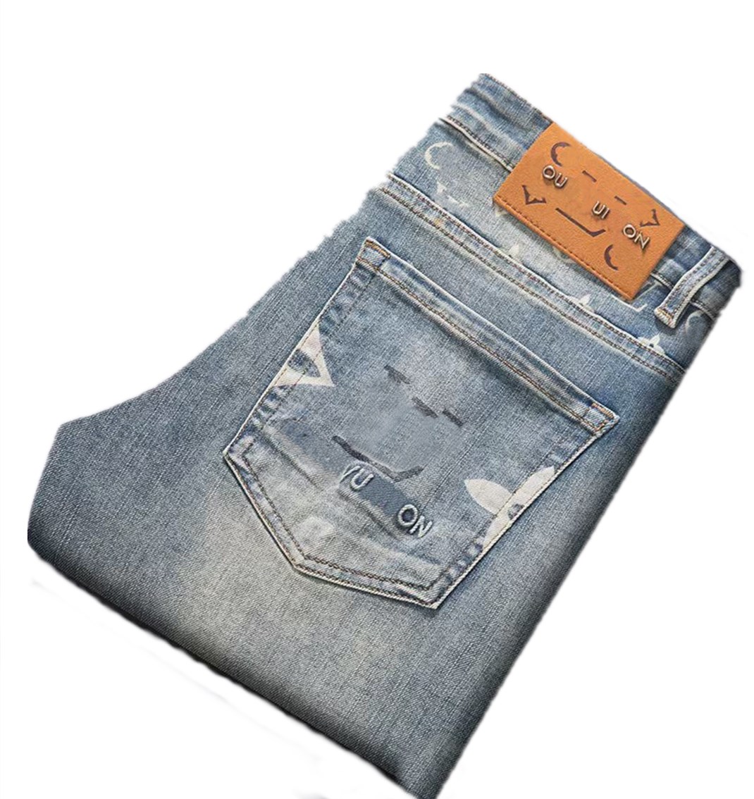 Fashion Brand Designer Men's Jeans Straight stretch business casual jeans Slim Fit business casual Denim Pants long trousers Size 28-38 D66