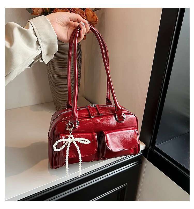 2025New Model Bow Underarm Shoulder Bag Women Korean Version Fashion Solid Color Handbag Ballet Simple Style