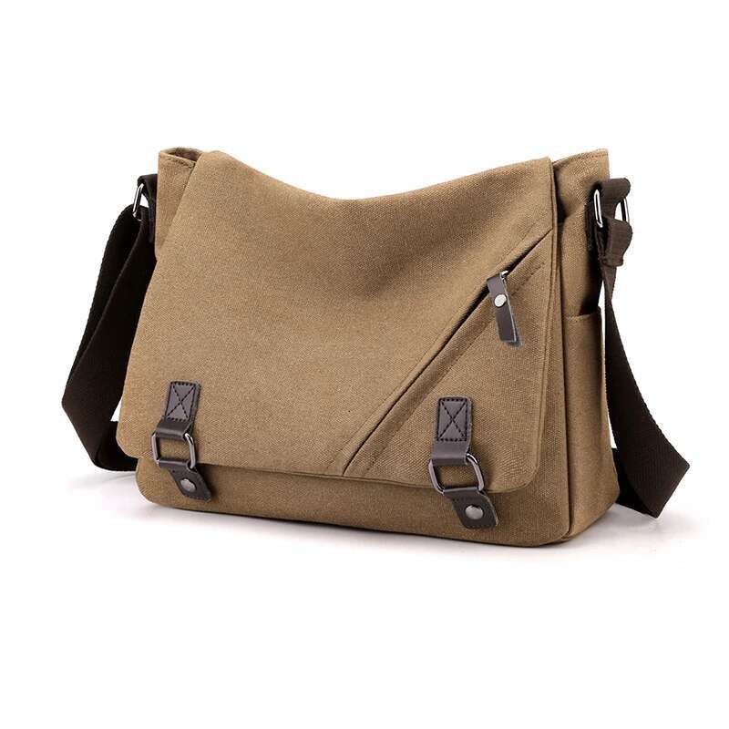 KVKY Cotton Canvas Crossobdy For Men Solid Single Shoulder Male Bags Messenger Small Square Black Travel Handbags