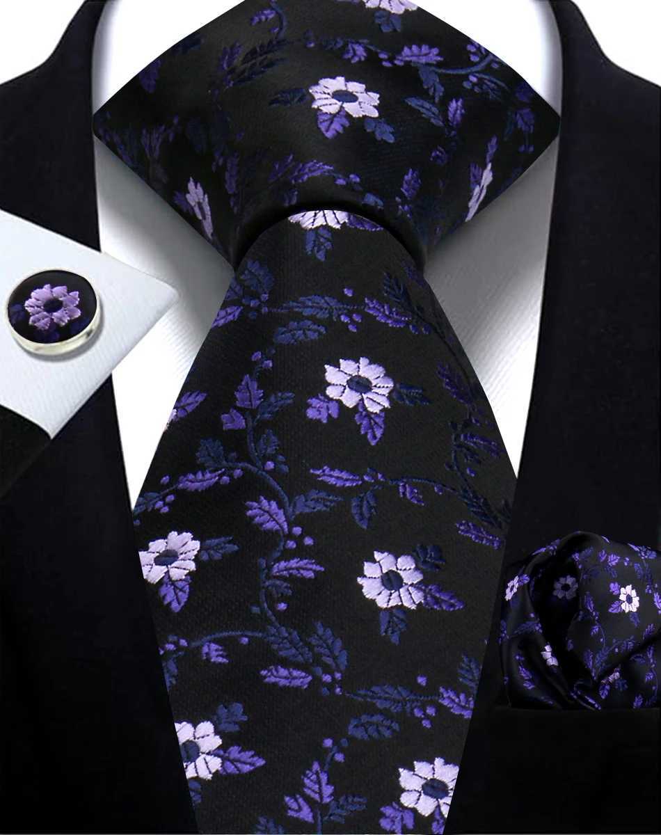 Luxury Floral Wine Ties For Men Wedding Party Business Necktie Handkerchief Cufflinks Set Men Suit Accessories Handmade Gravata X250407