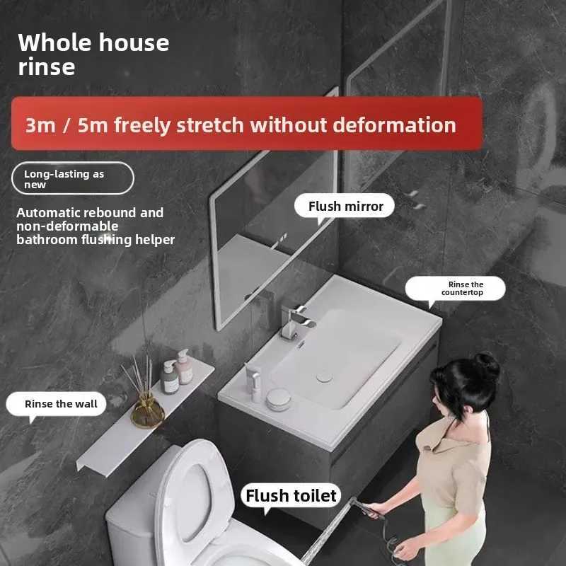 Elastic Water Pipe Telescopic Hose Toilet Spray Gun Extendable Garden Shower Faucet Spring Tube Pipes for He Kitchen Bathro Y251107