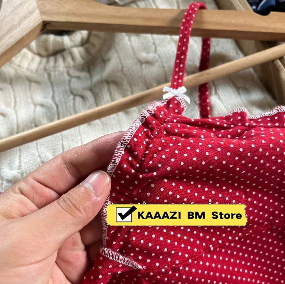 Red vest womens Vneck sleeveless Camis cotton ultrathin cut summer casual sweet preparatory style Camisol top 250407