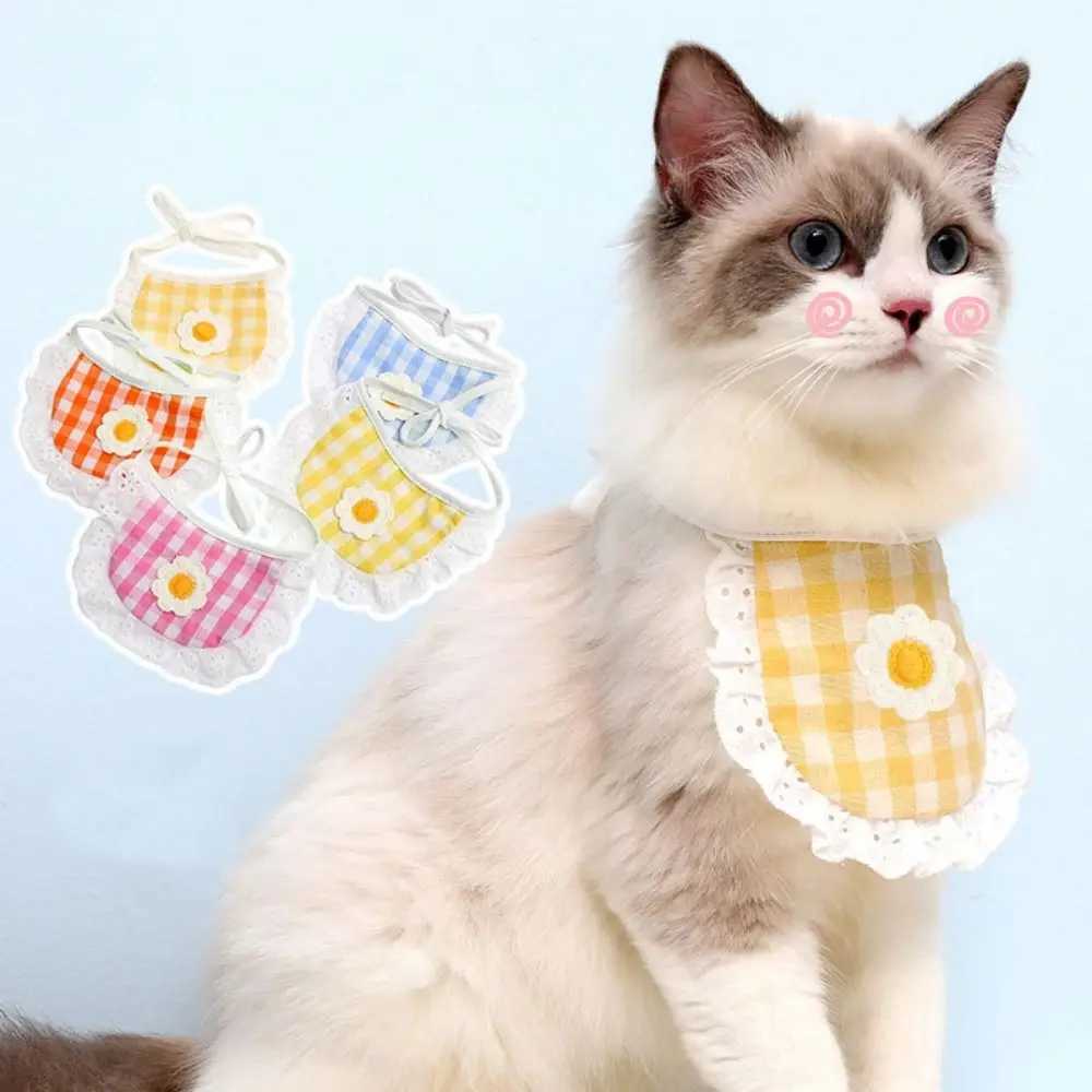 High Quality Fashionable and cute dog flower Saliva towel adjustable breathable sunflower pet neck soft pet plain bib T250407