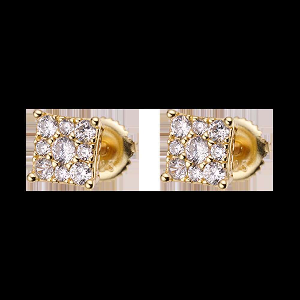 Hip Hop Jewelry 14k 18k White Gold Plated Iec Out VVS Moissanite Diamond 925 Sterling Silver Square Stud Earrings for Men