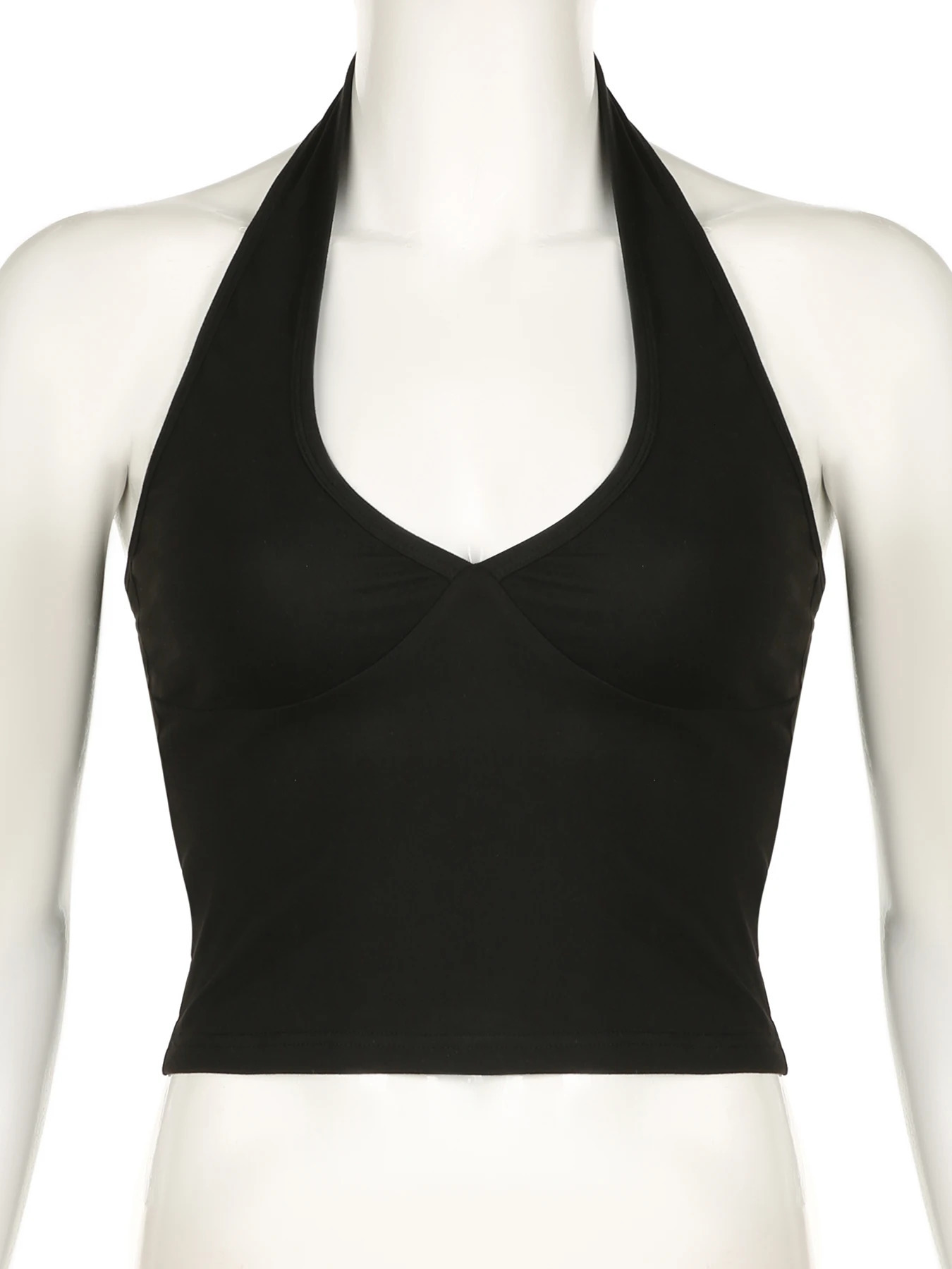 IAMSURE Basic Solid Backless Hanger Top Sexy Ultra Thin Deep Vneck Sleeveless Tank Womens Summer Fashion Street Clothing Women 250407