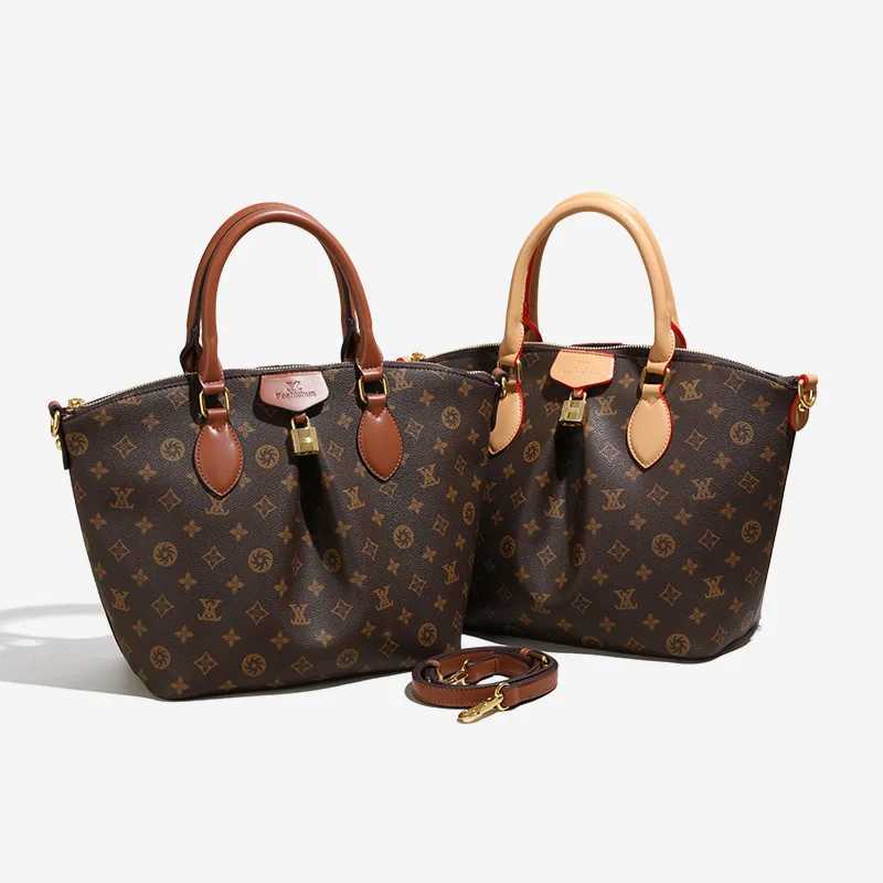 Premium Texture Tote Bag 2025 New Old Flower Portable Lock Bag Casual Versatile Shoulder BagW251106