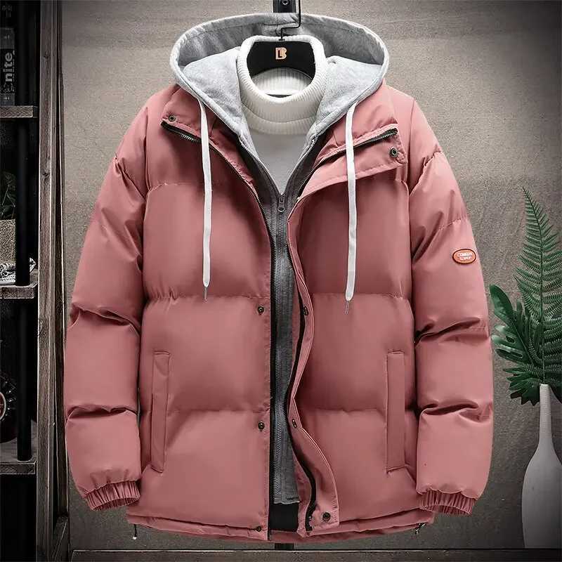Men Thick Warm Winter Parkas Puffer Jacket Fashion Casual Cotton-padded Outwear Coats Top Man Hooded Jackets Fake Two ClothingT251107