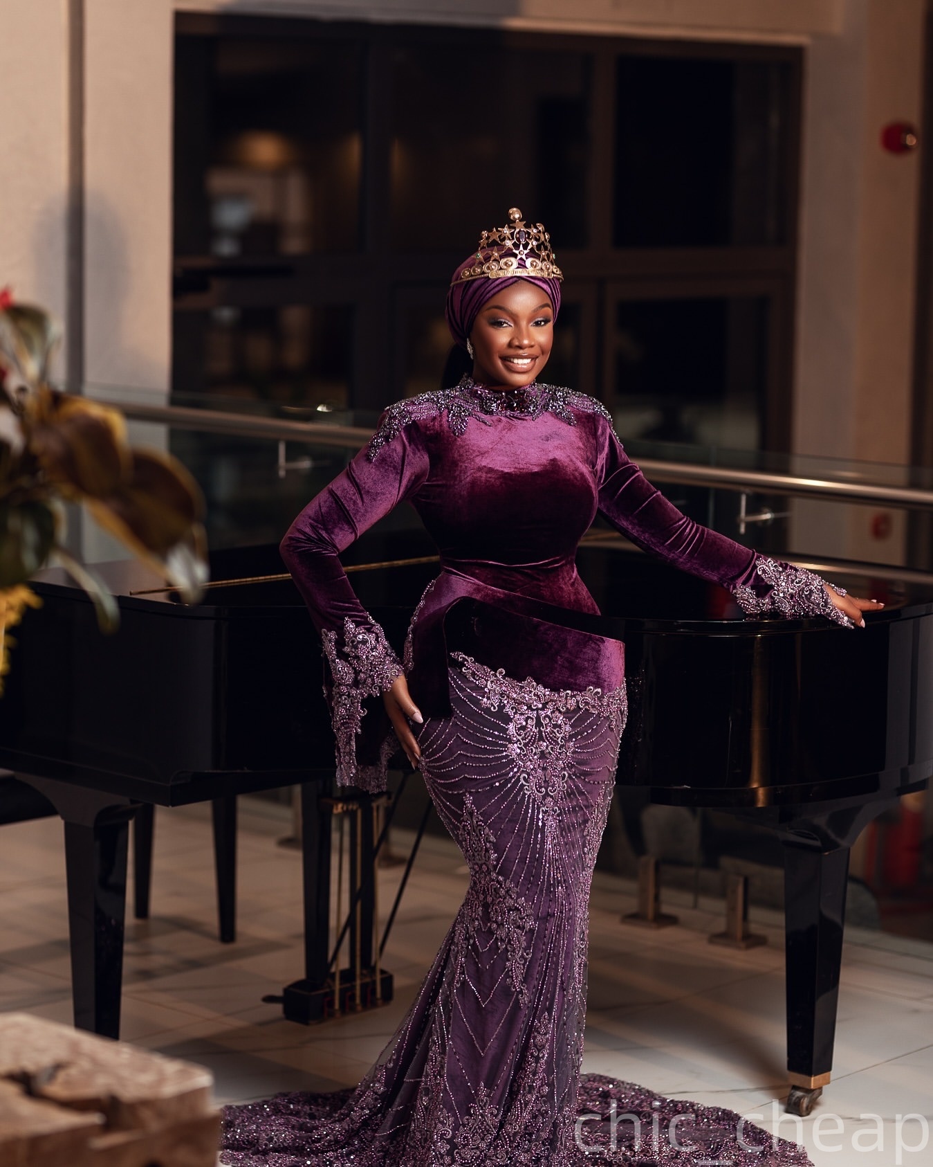 Aso Ebi Purple Mermaid Prom Dresses 2026 Crystals Lace Velvet Evening Formal Party Second Birthday Engagement Gowns Plus Size Dress For Special Occasi