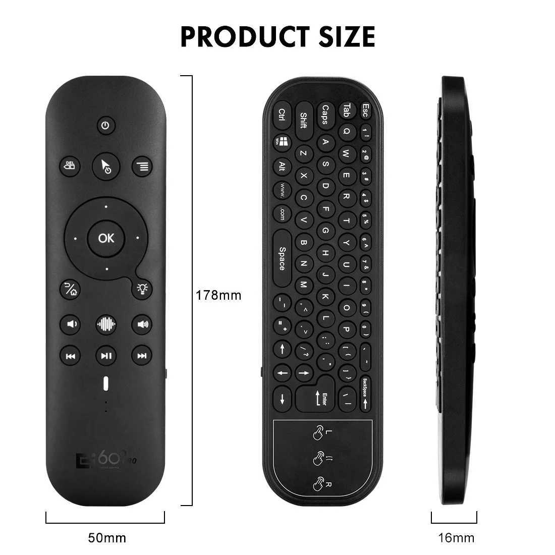G60S Pro Air Mouse Wireless Voice Remote Control 24G Bluetooth Dual Mode IR Learning With Backlit for Android TV Box K251106