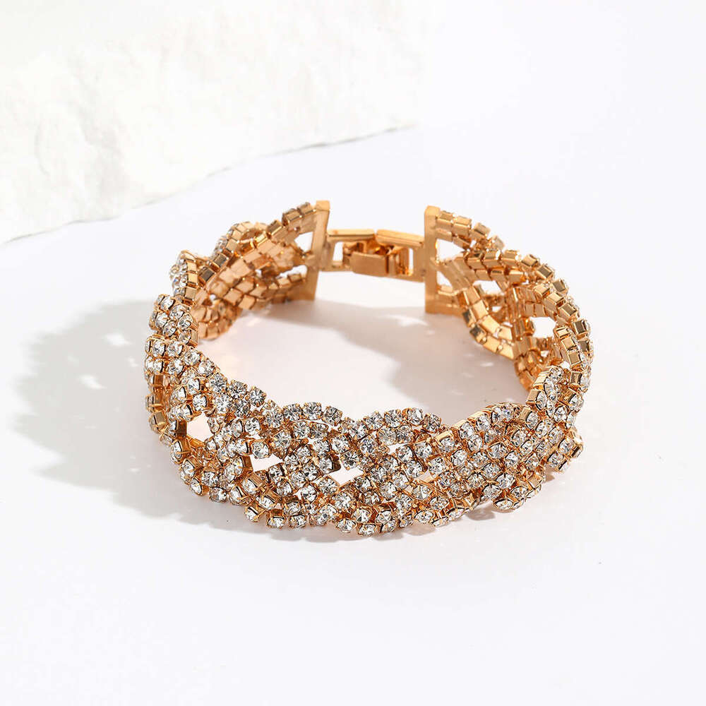 High end high-grade Fried Dough Twists winding all glass rhie hot copper buckle bracelet