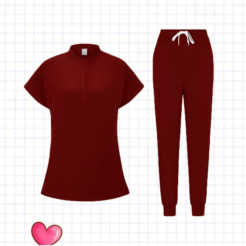2025 Nurse Uniforms V-neck Top Jogger Pants Scrub Sets Workwear Dentist Nursing Suit Hospital Doctor Outfit 250402