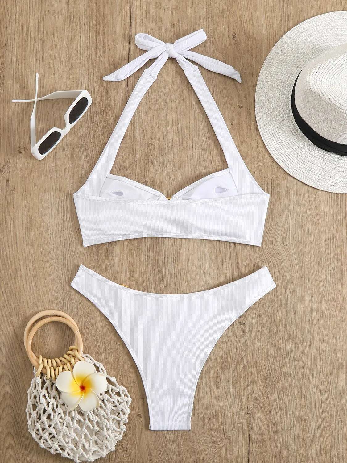 Dongdumaoyi Sexy Micro Bikini Women Halter Metal Ring Linked Push Up Swimwear Brazilian Summer Bathing Suit Swimsuit Beachwear