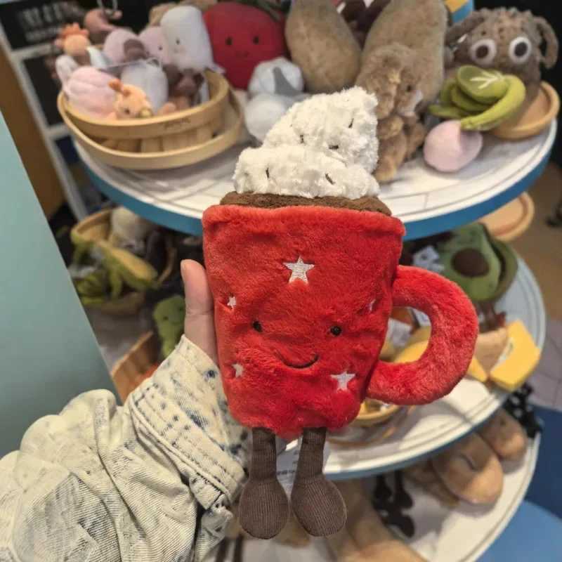 20cm Hot Chocolate Red Coffee Cup Doll Home Decoration Cat And Dog Interactive Companion Plush Toy Pet Holiday Gifts C251107