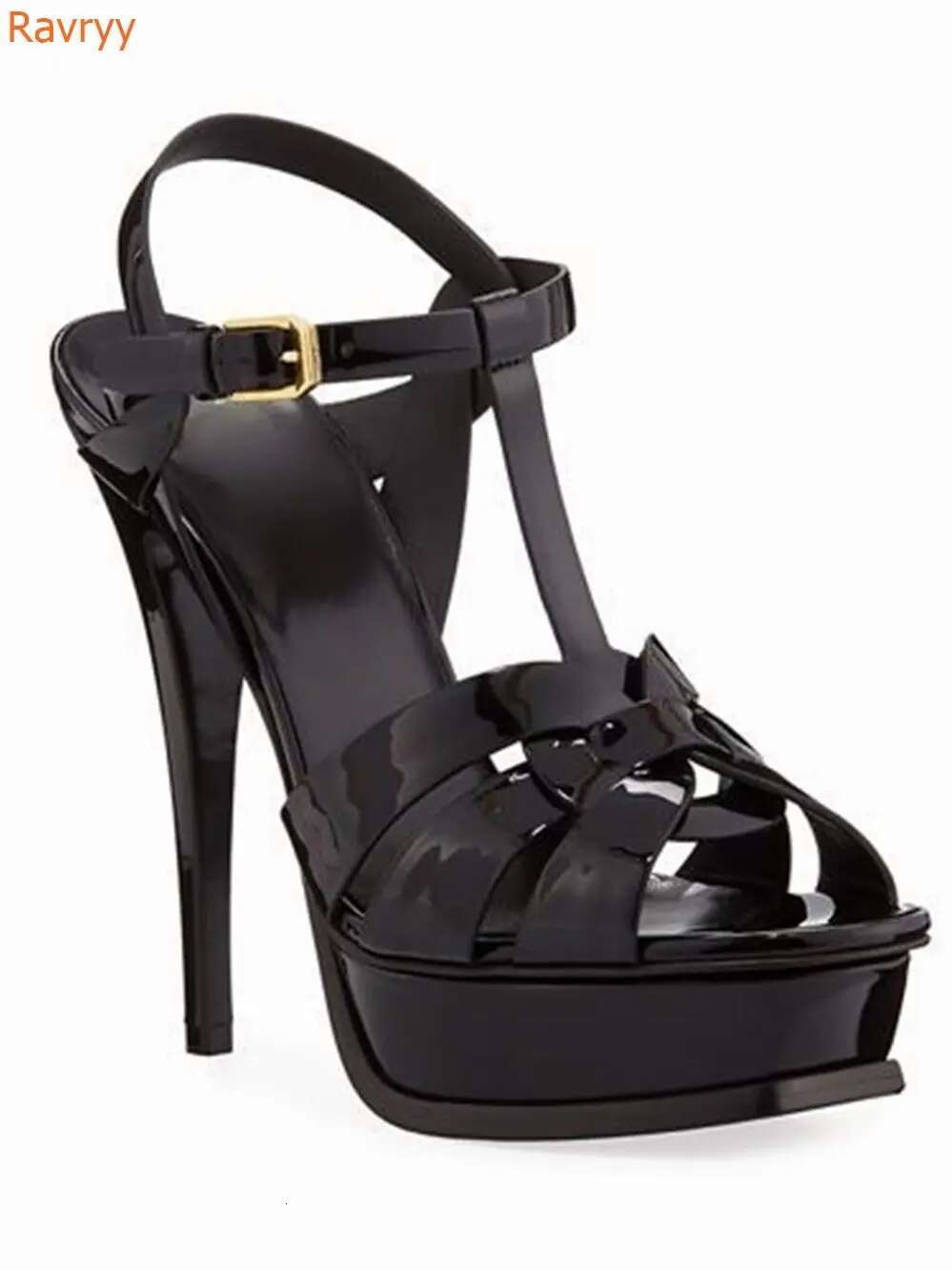 Platform Cross Women Solid Peep Toe Thin High Heels Pu Sgback Ankle Strap Summer Sandals Fashion Party Shoes