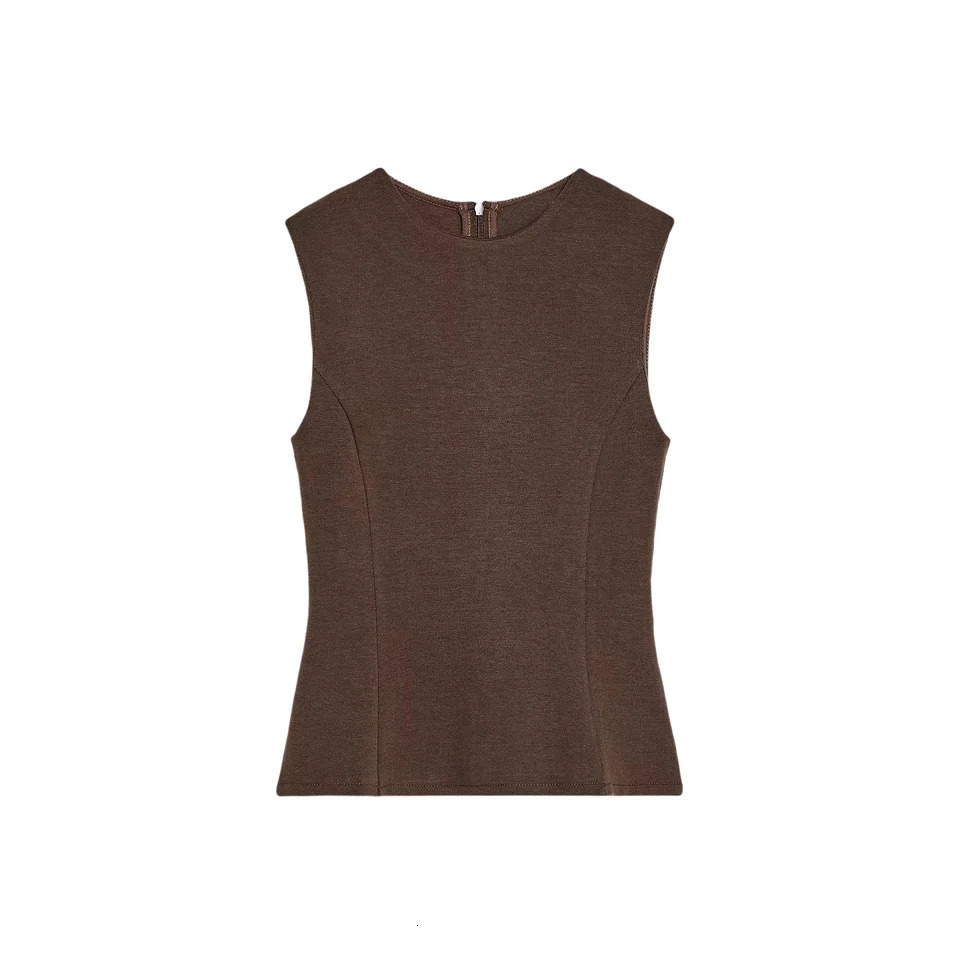 RARA womens sleeveless slim fit top paired with brushed wide leg pants set stylish and comfortable 250407