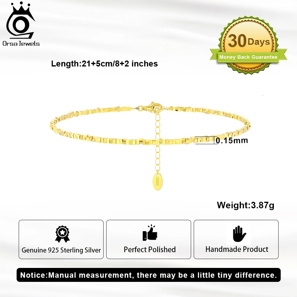 ORSA JEWELS Simple 925 Sterling Silver Charm Foot Chain Anklets For Women Gift Minimalist Beach Sexy Anklet Fine Jewelry SA57 250403