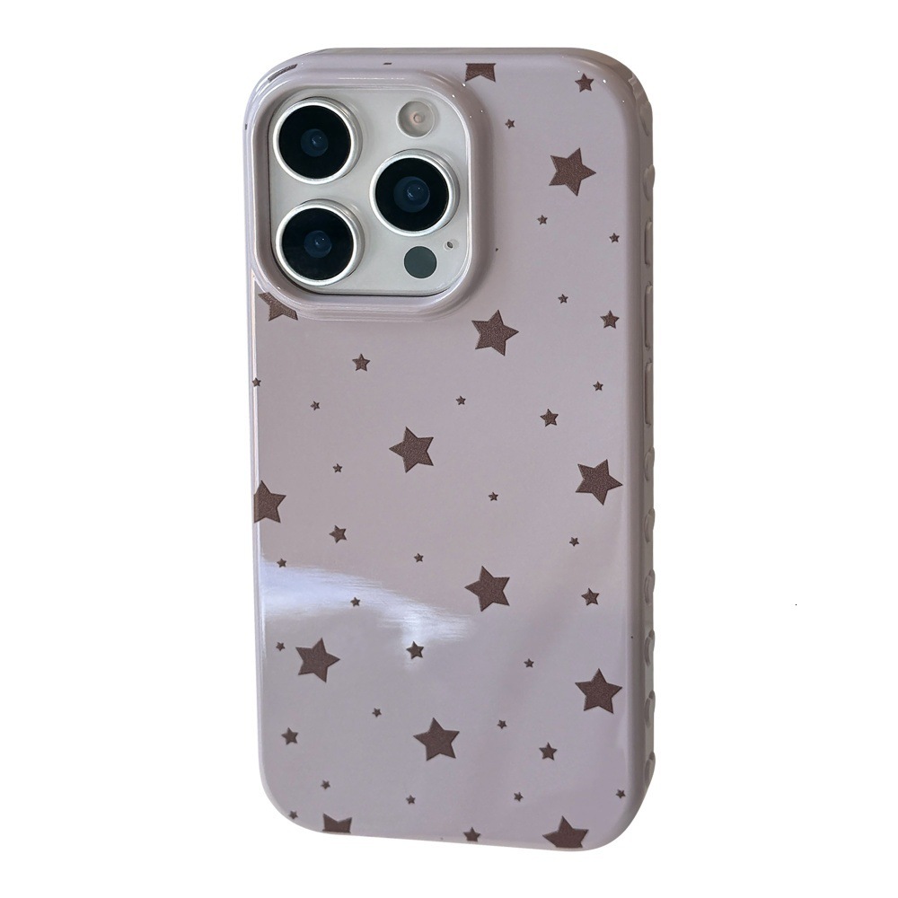 Full Screen Scattered Stars Solid Color Phone Case Compatible with iPhone 17/16 Pro Max Simple Protection iPhone 15/14