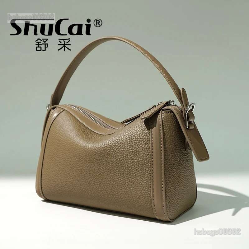 Genuine Leather Head Layer Boston Bag Simple Texture Cowhide Shoulder Crossbody Designer Bags Lurxry For Women Niche New