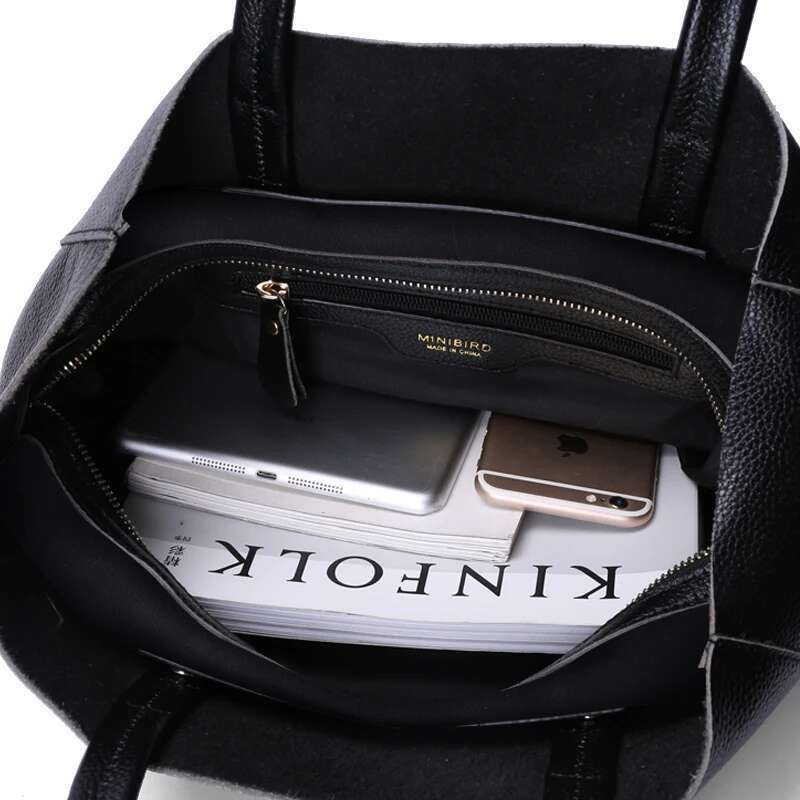 New Women Dee Cowhide Genuine Leather Totes Handbag Lady Simple Soft Satchels Bag High Capacity Waterproof Shopping Bags