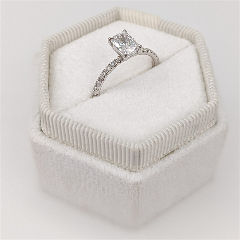 Jewelry 18K White Real Gold Cushion Cut 1.0 Carat IGI Lab Diamond Engagement Ring Half Set Wedding CVD Diamond Ring For Women