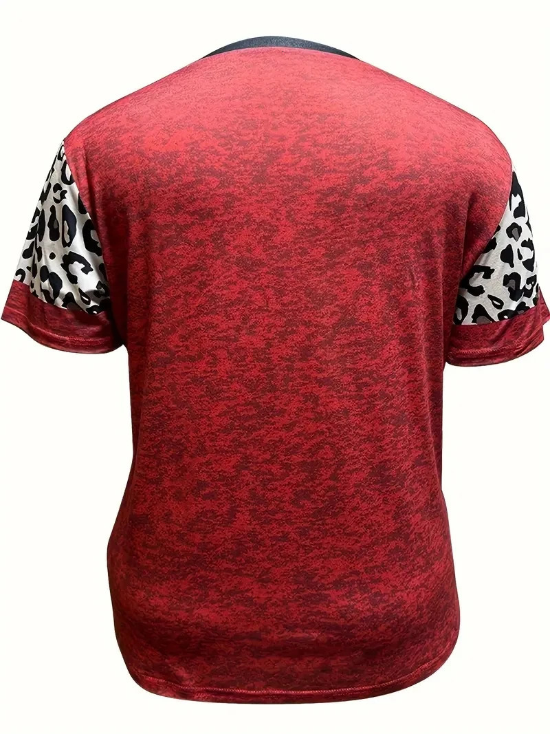 Plus size plain heartshaped printed Tshirt casual short sleeved top suitable for womens plus clothing in spring and summer 250407