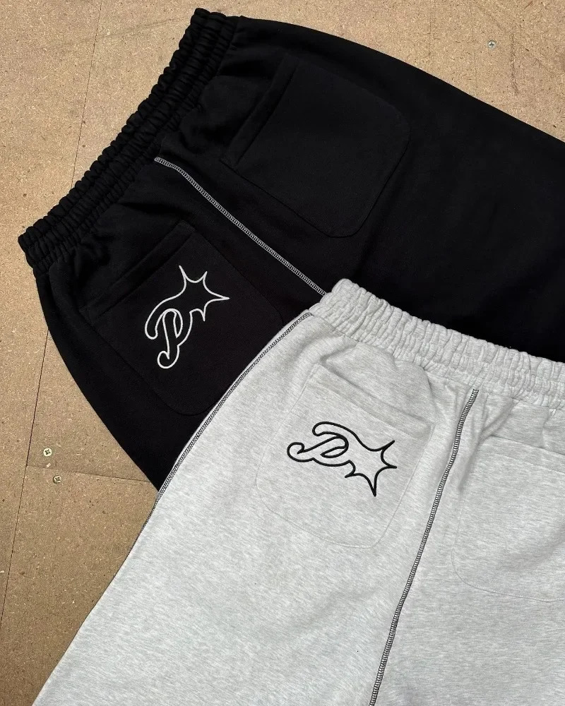 Harajuku retro sweatpants y2k fashionable casual loose pants Gothic fashion brand mens straight leg wide womens street 250403